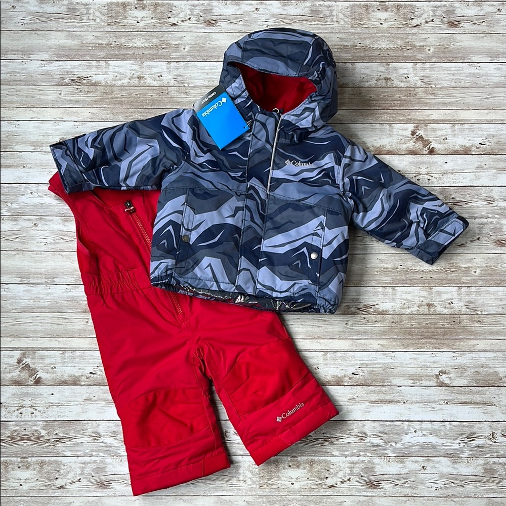 Columbia Baby Toddler Snowsuit Bib Pants Jacket 6-12 Months Red Buga Omni Heat